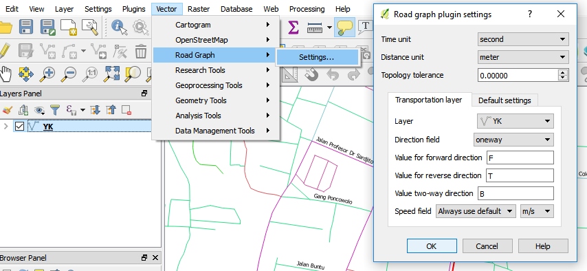 Tutorial-Network-Analyst-QGIS-Settings-Plugin-Road-Graph