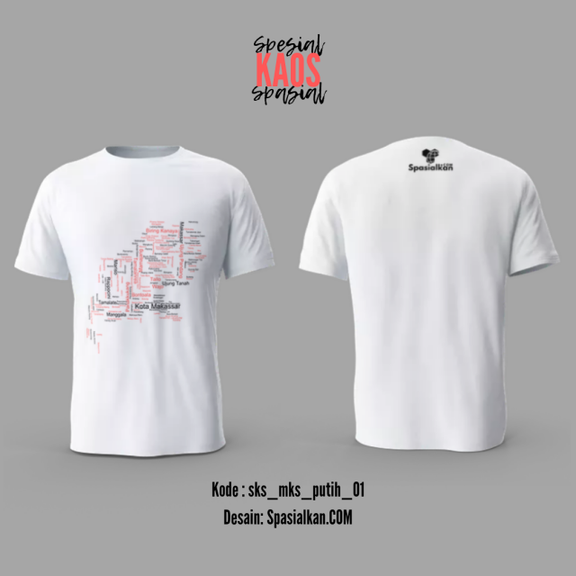 Spesial Kaos Spasial Desain Teks Peta Makassar – Produk Spasialkan