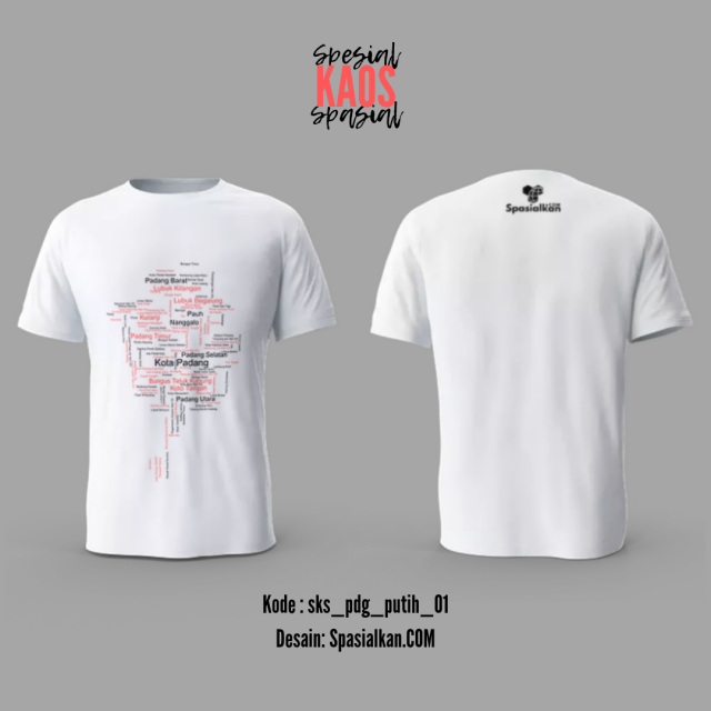 Spesial Kaos Spasial Desain Teks Peta Padang – Produk Spasialkan